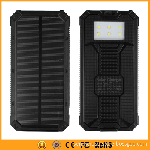15000mAh Solar Phone Charger Waterproof with LED Torch Light